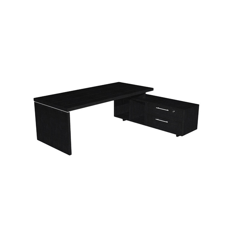 SCRIVANIA MANAGER 210X90cm c/mobile servizio rev. NERO VEN. - PRESTIGE