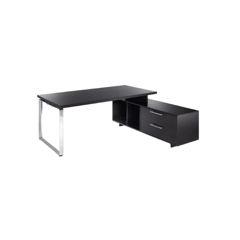 SCRIVANIA MANAGER 180X90cm c/mobile servizio rev. NERO VEN. - PRESTIGE METAL