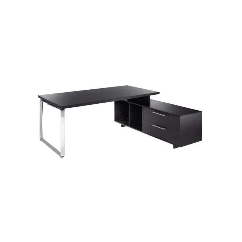 SCRIVANIA MANAGER 210X90cm c/mobile servizio rev. NERO VEN. - PRESTIGE METAL