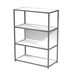 LIBRERIA 4 ripiani 90x44H122cm con struttura metal ANTRACITE- BIANCO Modular