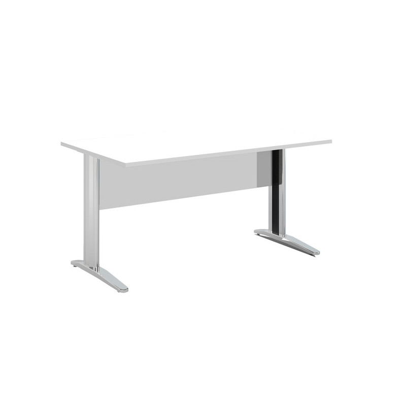 SCRIVANIA LINEARE 160X80cm BIANCO - fianchi vernic. effetto cromato EASY
