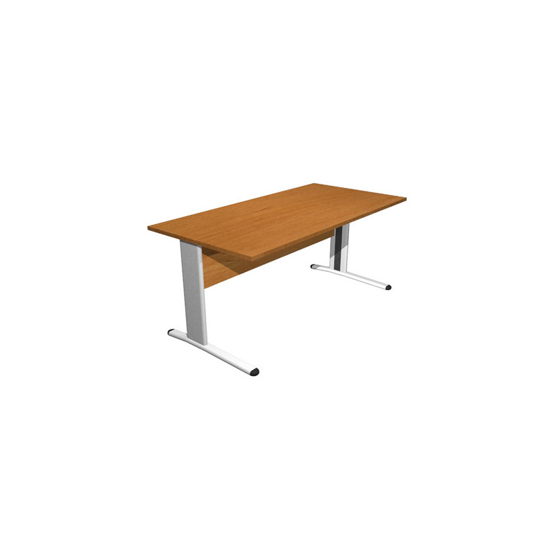 SCRIVANIA LINEARE 160X80cm NOCE CHIARO - fianchi vernic. effetto cromato EASY