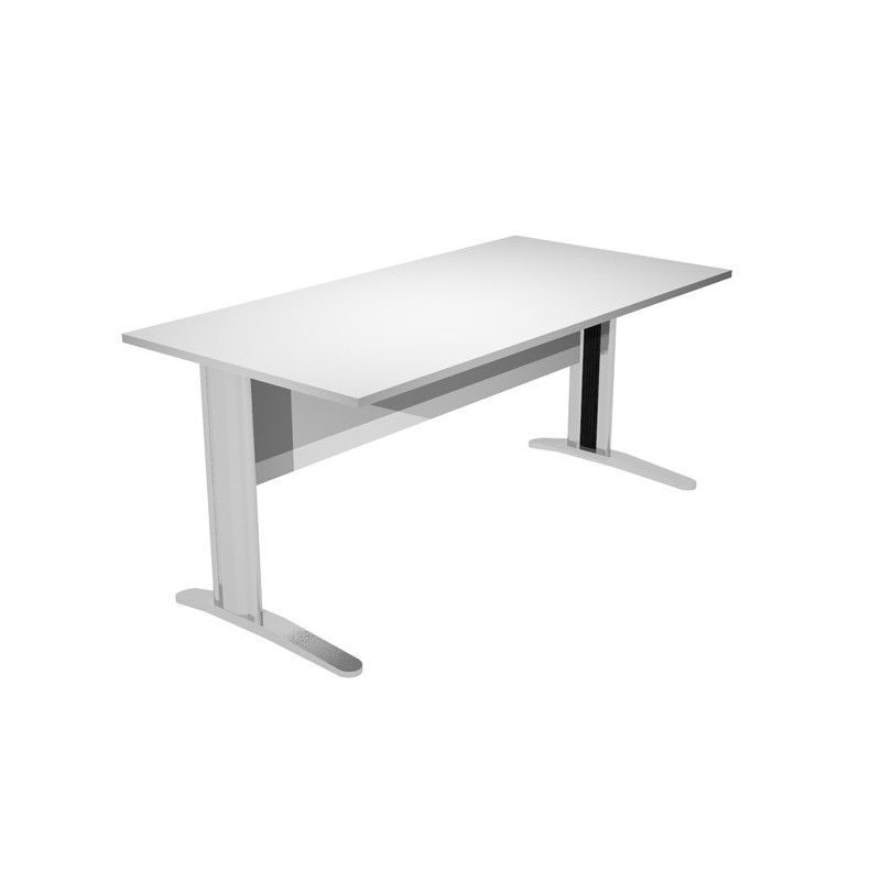 SCRIVANIA LINEARE 140X80cm GRIGIO - fianchi vernic. effetto cromato EASY