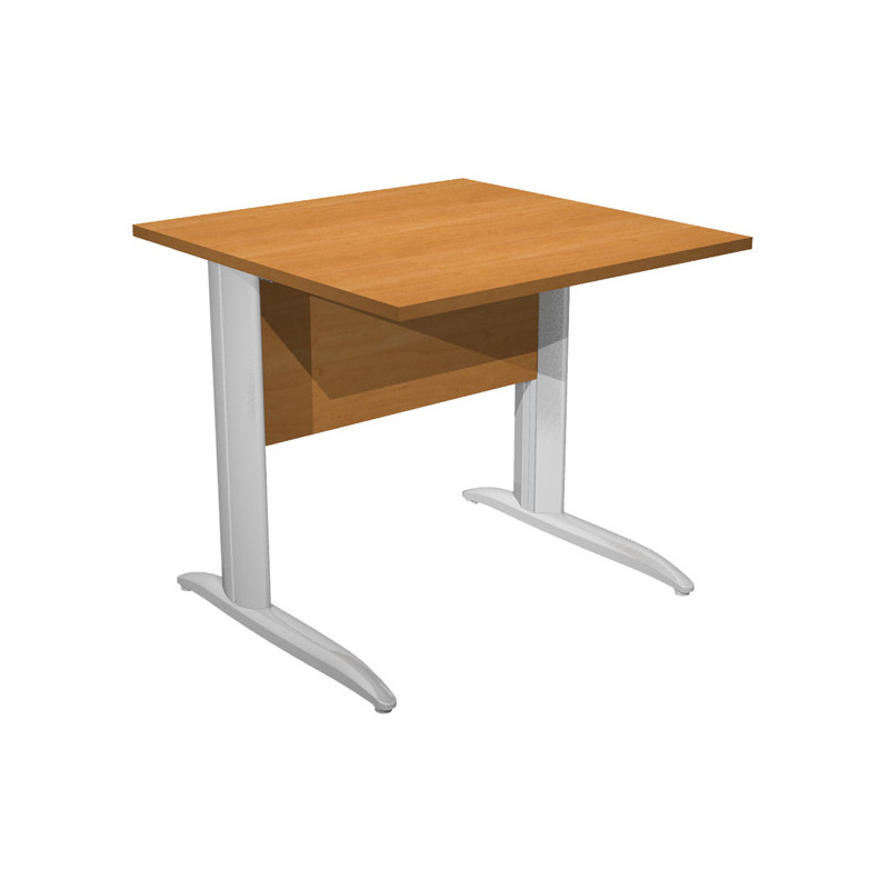 SCRIVANIA LINEARE 80X80cm NOCE CHIARO - fianchi vernic. effetto cromato EASY