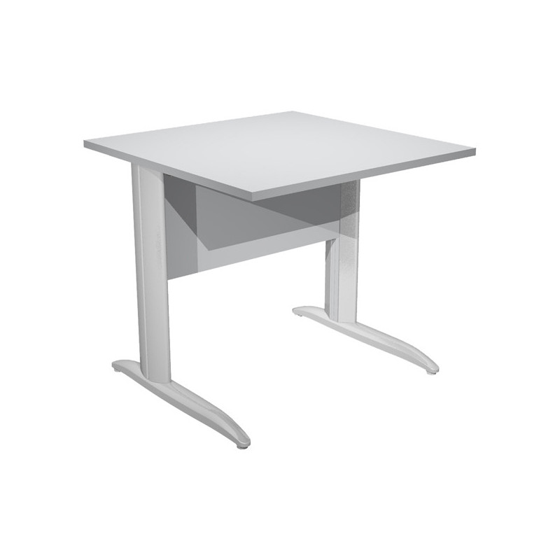 SCRIVANIA LINEARE 80X80cm GRIGIO - fianchi vernic. effetto cromato EASY