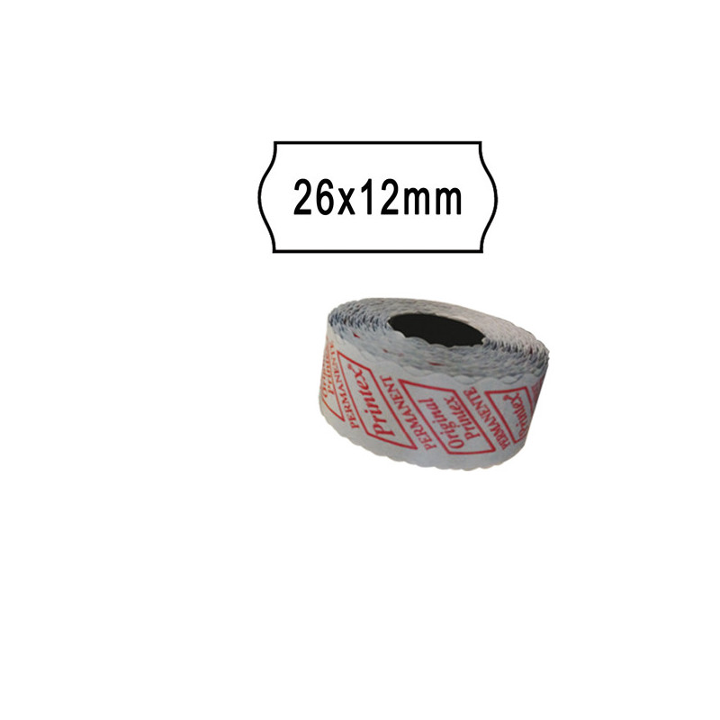 PACK 10 ROTOLI 1000 ETICH. 26x12mm ONDA BIANCO PERM. Printex